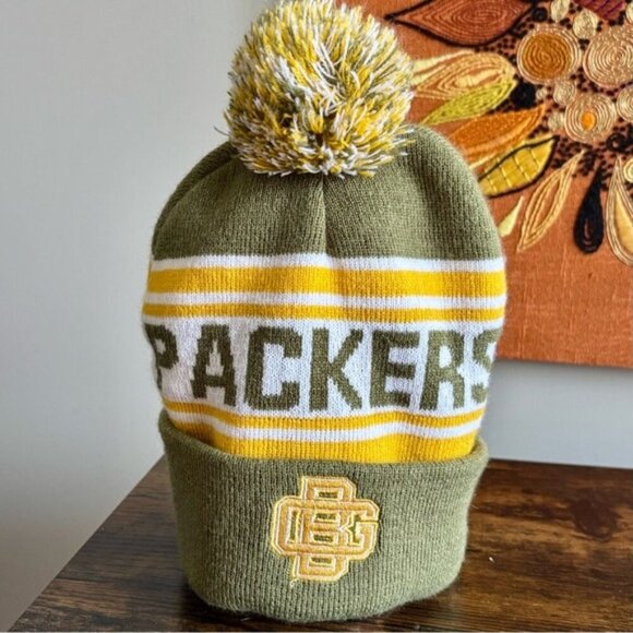 NFL| Budweiser Green Bay Packers Green/Gold Knit Beanie Toque Pom Pom Adult O/S - Picture 1 of 5